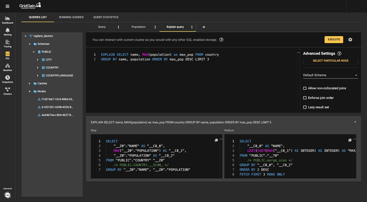 Debug SQL query screenshot