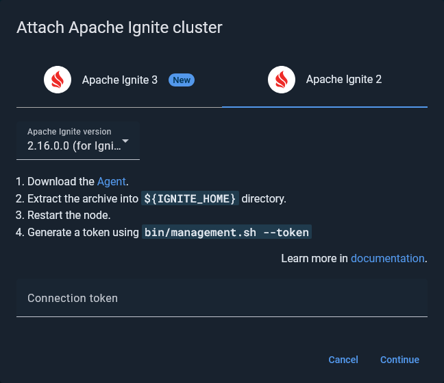 Attach GridGain 8 cluster