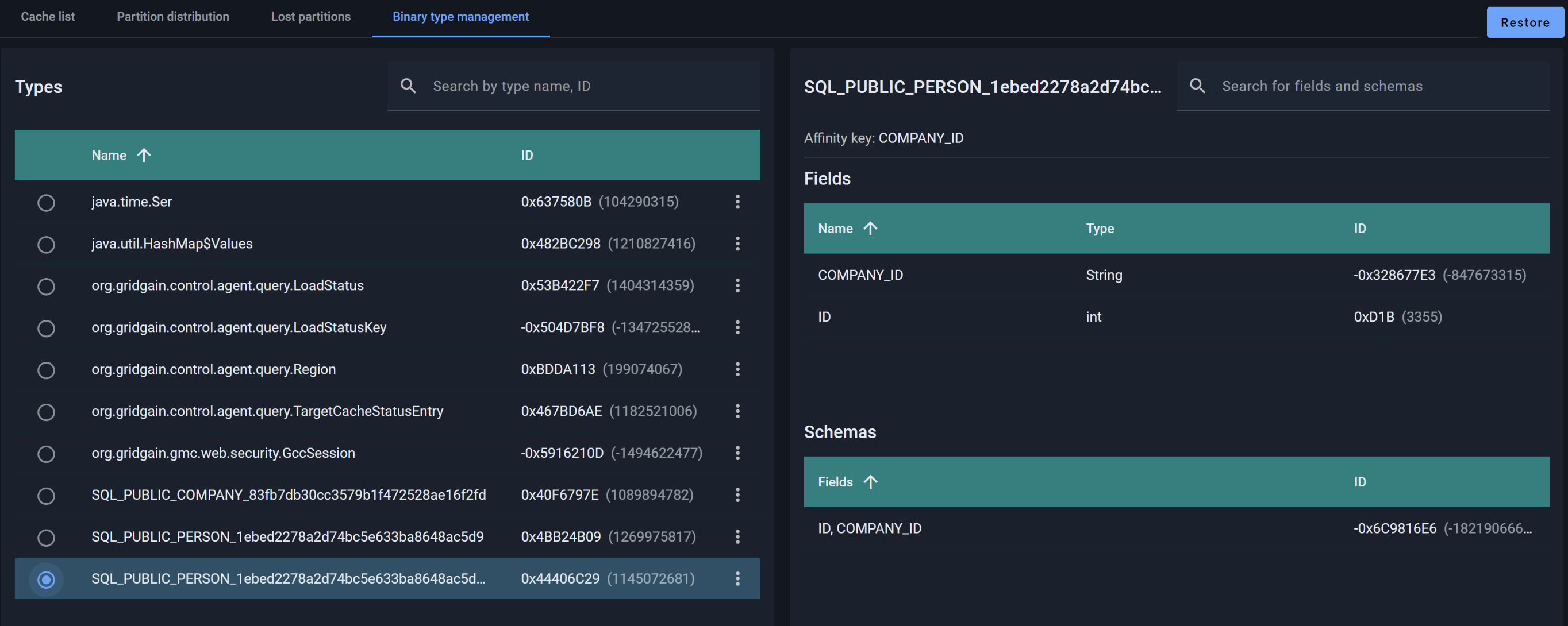 Binary Type Management