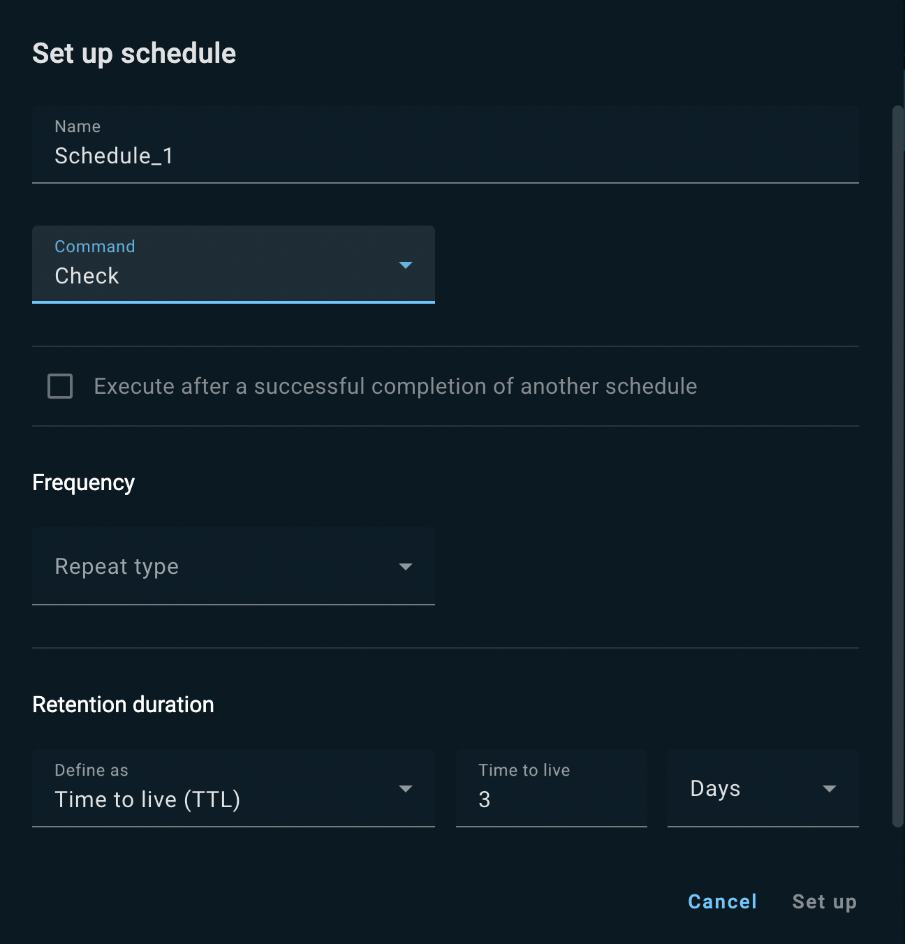 Create Check Schedule