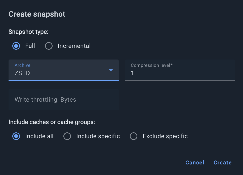 Create Snapshot - compression