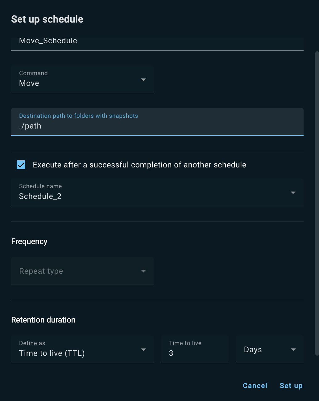 Create Move Schedule
