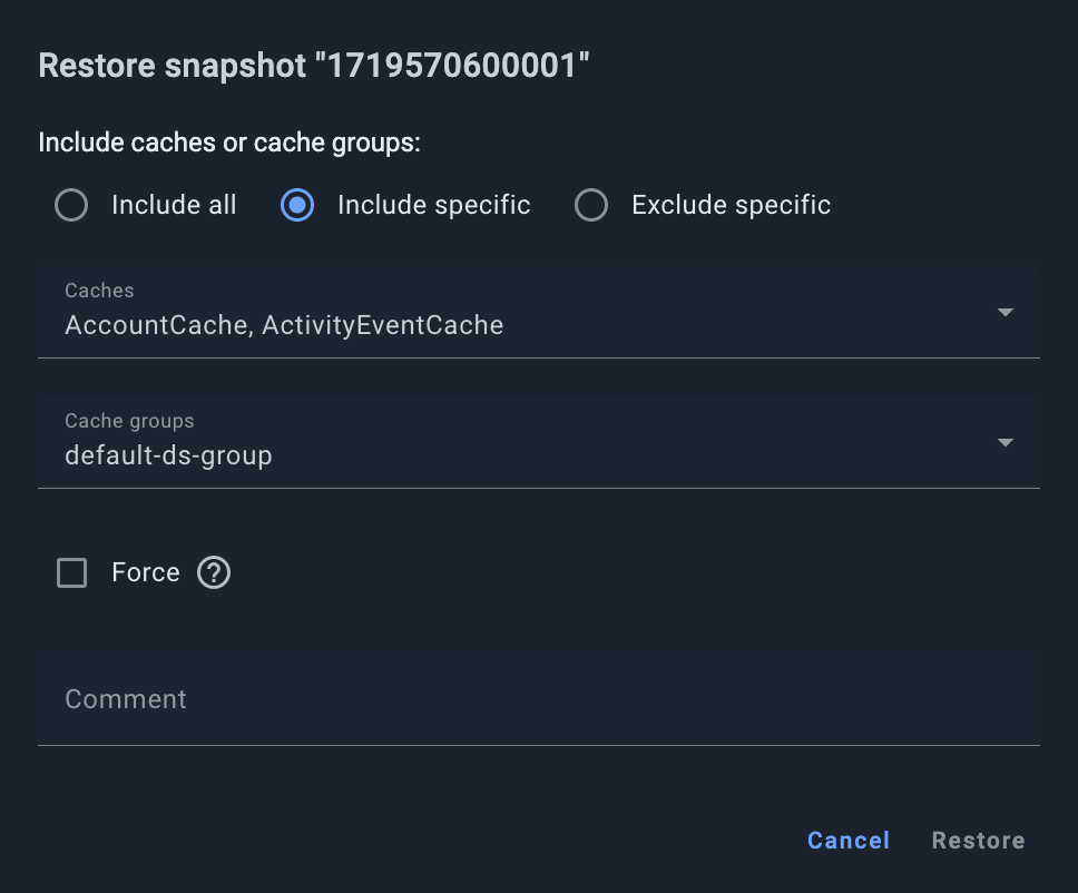 Exclude specific caches and groups