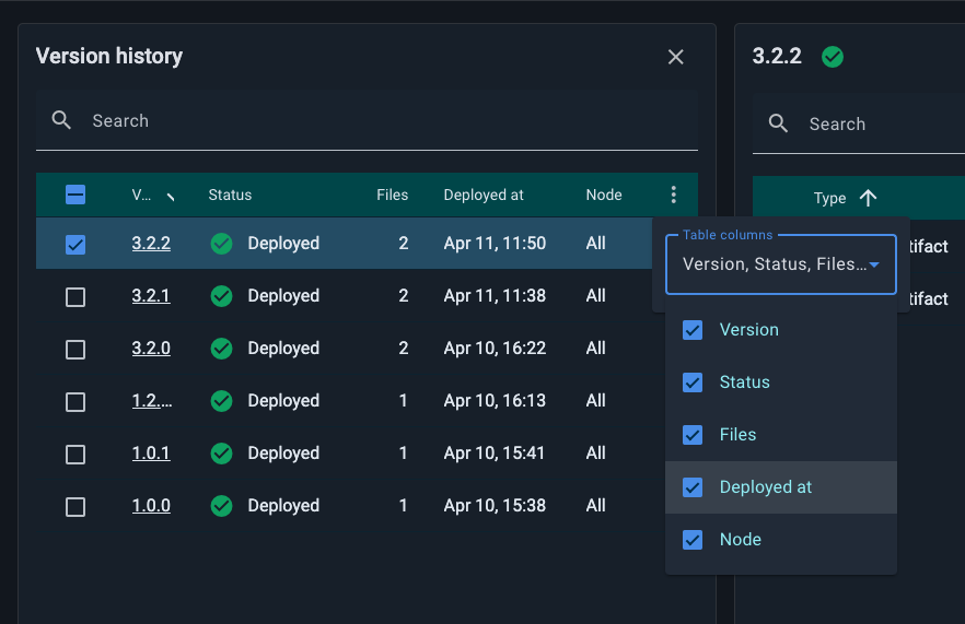 Version History Tab