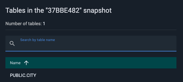 View Tables belonging to a snapshot
