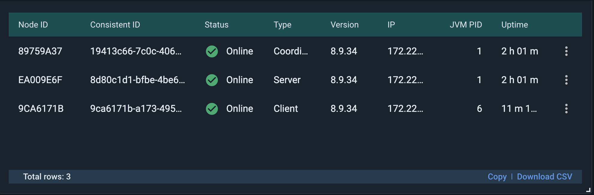 GridGain Nodes Widget