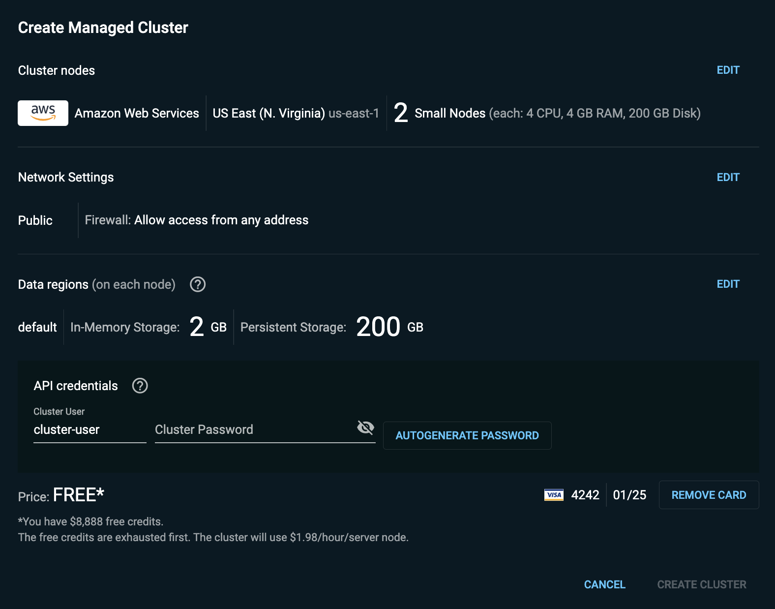 create cluster 1