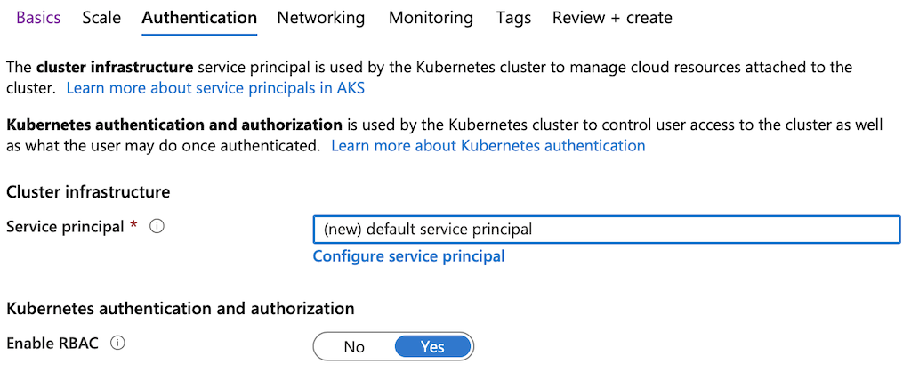 Kubernetes Authentication Settings