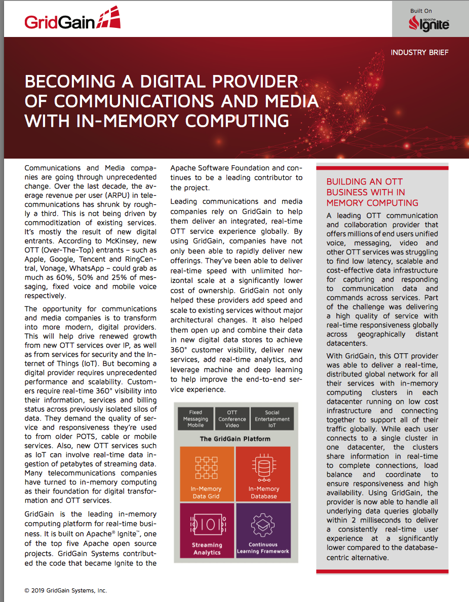 Becoming a Digital Provider of Communications and Media with In-Memory Computing