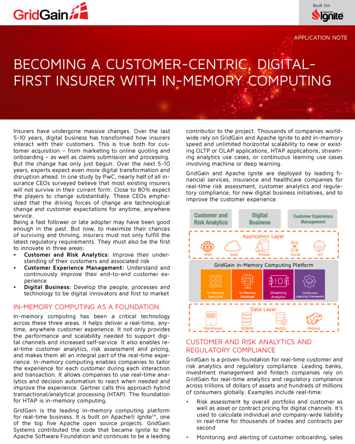 Becoming a Customer-Centric, Digital-First Insurer with In-Memory Computing