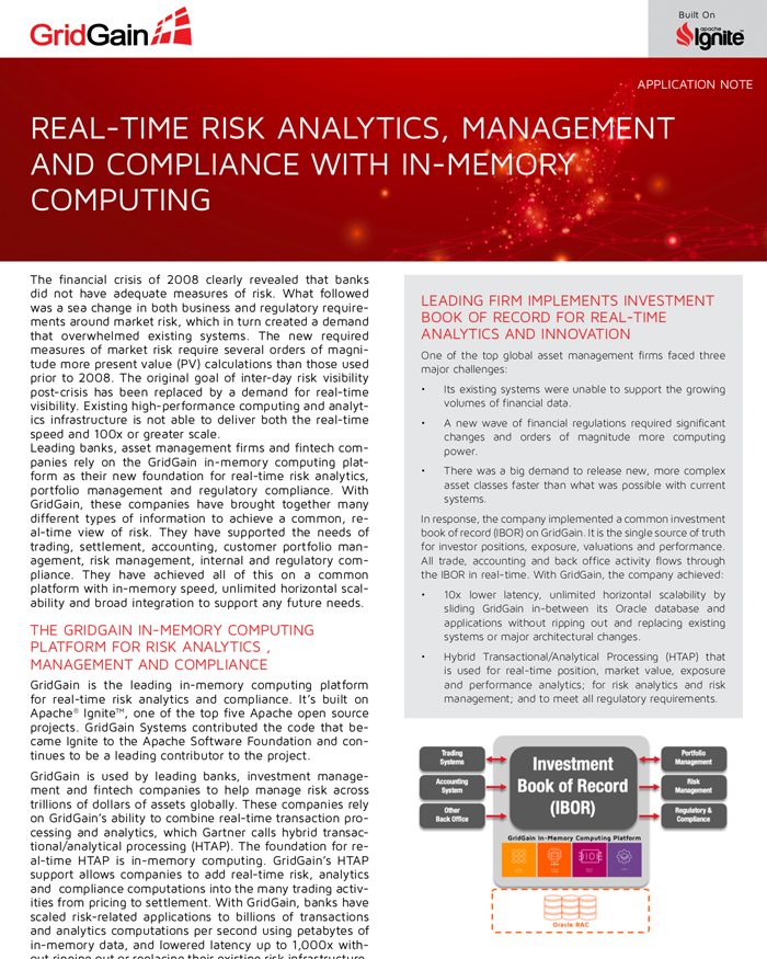 Real-Time Risk Analytics, Management and Compliance with In-Memory Computing