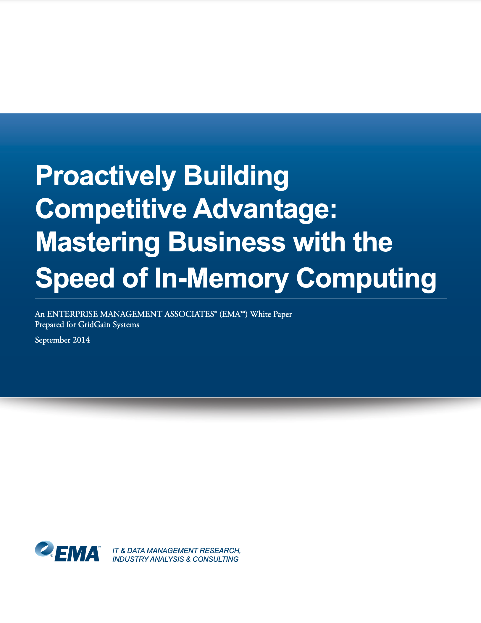 Proactively Building Competitive Advantage: Mastering Business with the Speed of In-Memory Computing
