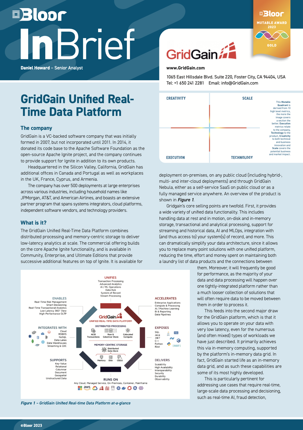 Bloor InBrief Report: GridGain 2023