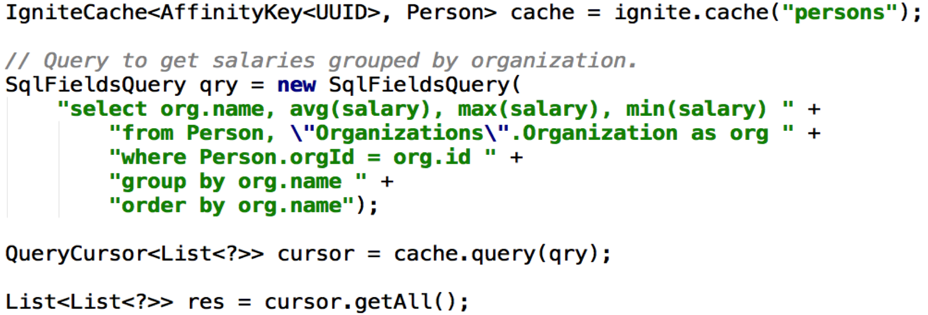 Figure 2. SQL Join using Java