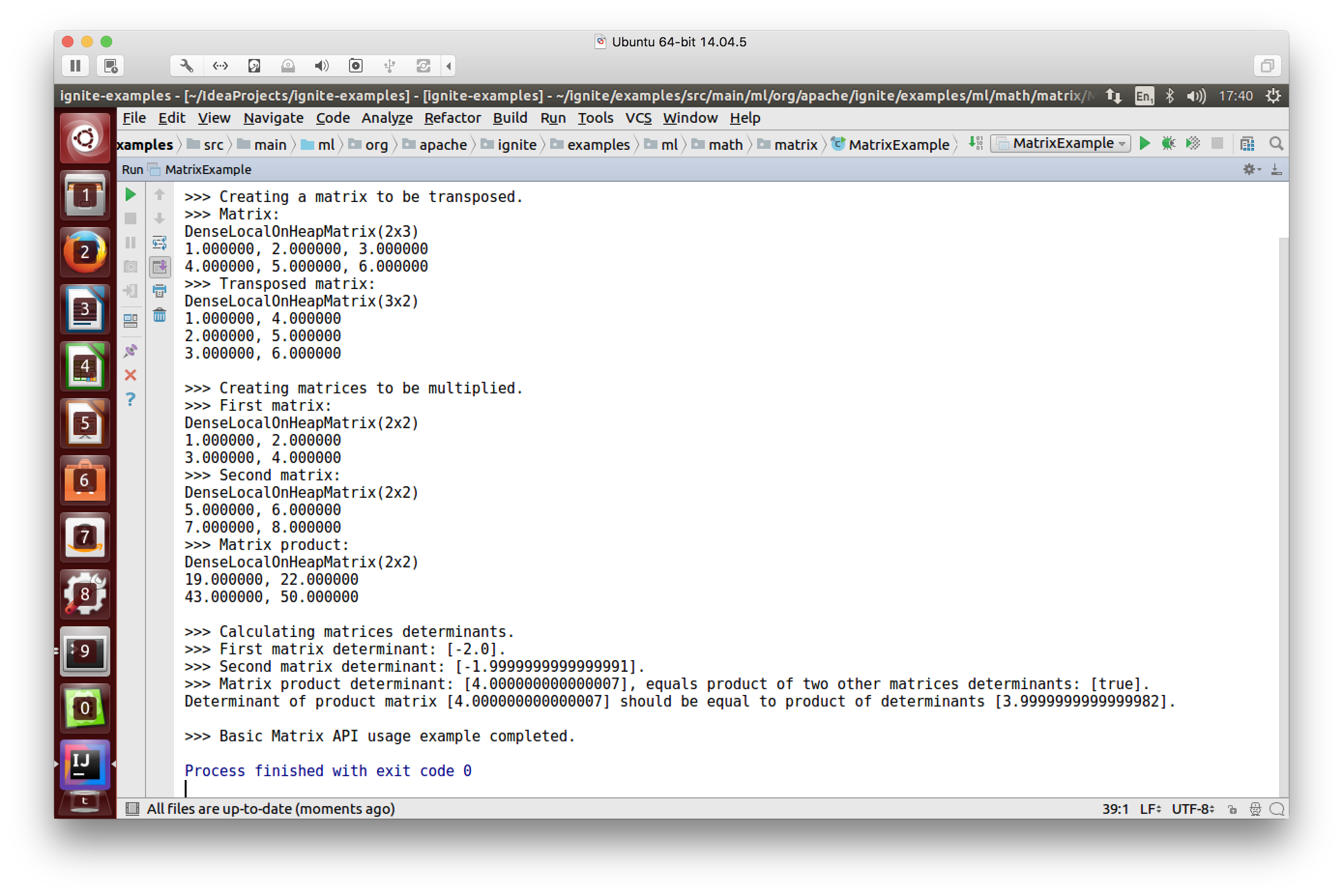 Figure 2. Basic Matrix API example