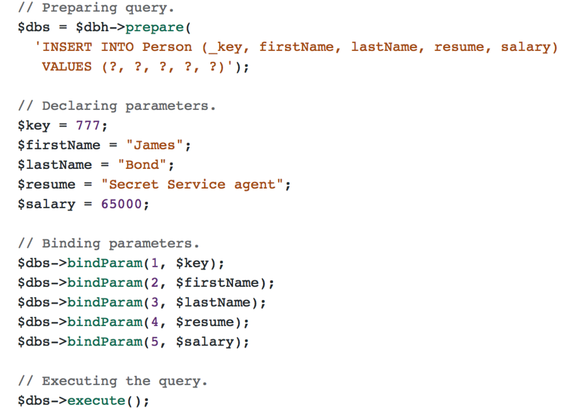 Figure 3. SQL INSERT using PHP