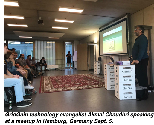 GridGain technology evangelist Akmal Chaudhri speaking at a meetup in Hamburg, Germany Sept. 5.