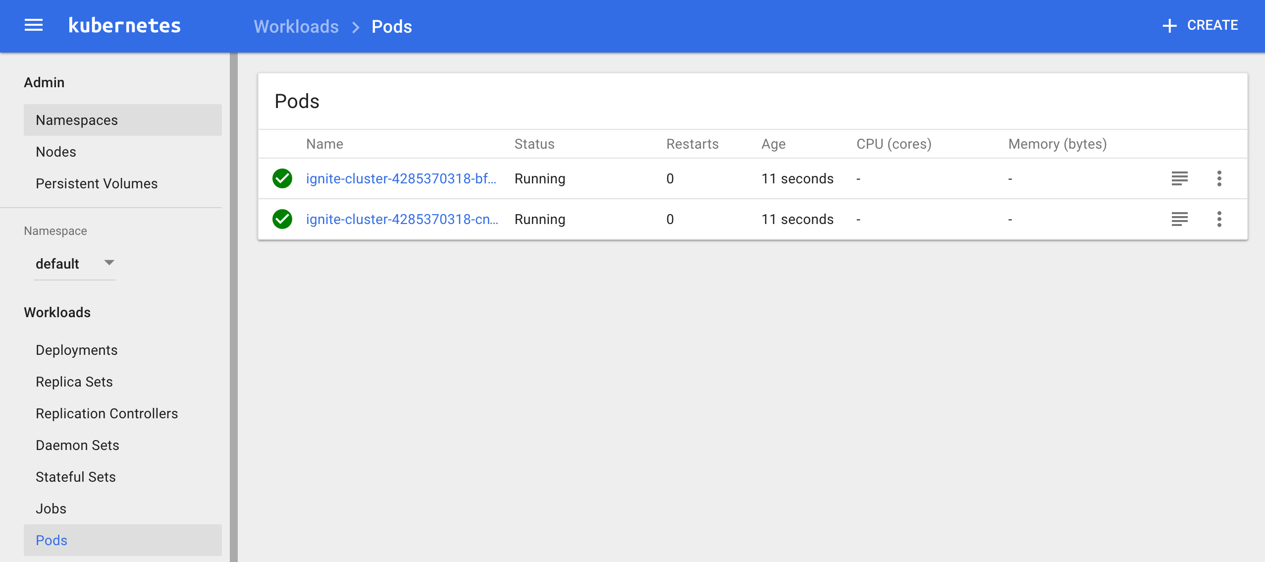 Apache Ignite Pods in Kubernetes