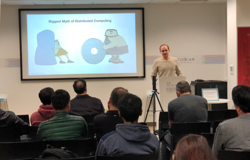 Val begins his talk at the Bay Area IMC Meetuo