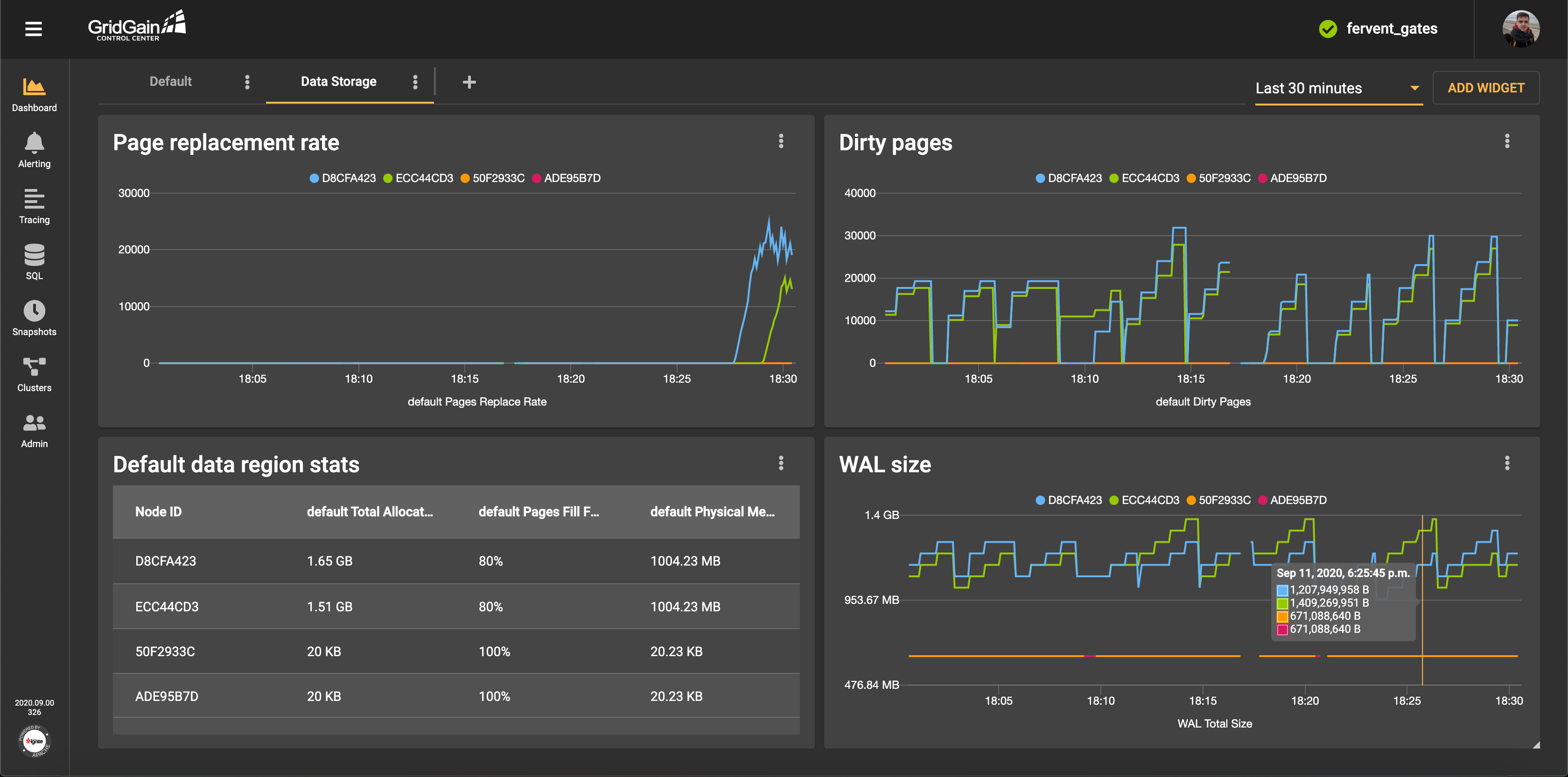 Apache Ignite Monitoring With Control Center - Disk Metrics