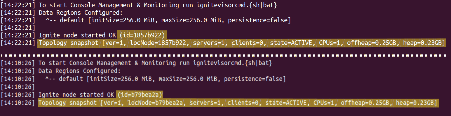 Apache Ignite Two nodes formed two independent clusters