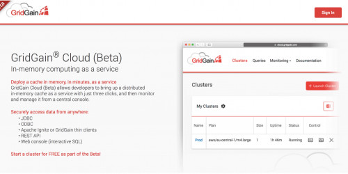 GridGain Cloud (beta): Getting started with In-Memory Computing as a Service
