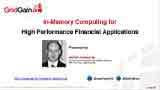 Webinar: In-Memory Computing for High Performance Financial Applications